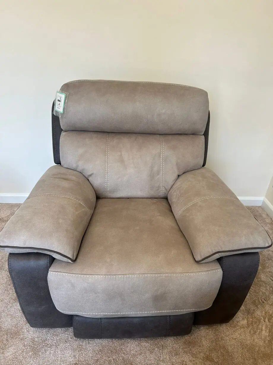 DFS Ryder 3 seater recliner & two recliner chairs, with battery packs- Arizona fabric - Stone pepper colour