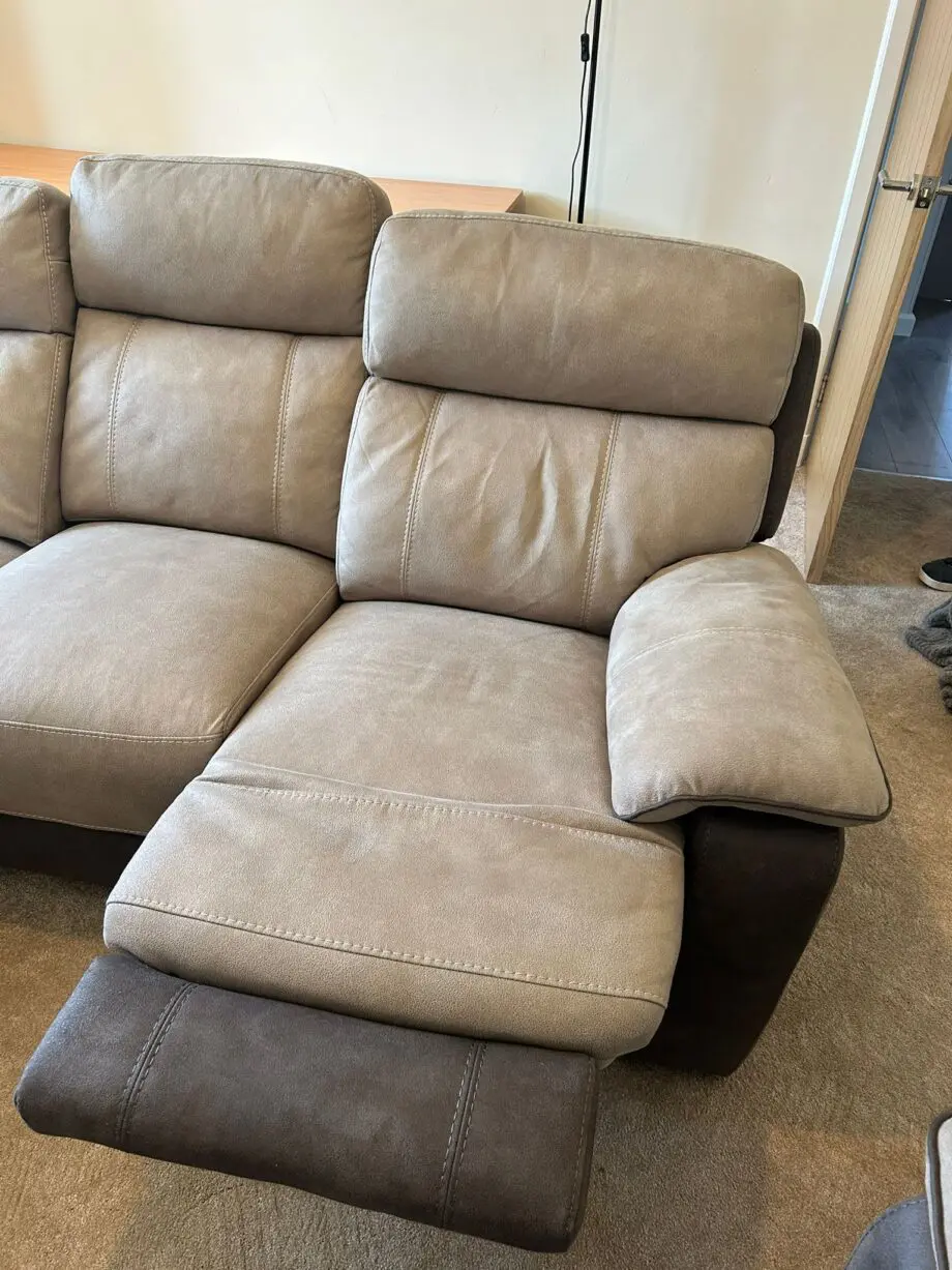 DFS Ryder 3 seater recliner & two recliner chairs, with battery packs- Arizona fabric - Stone pepper colour