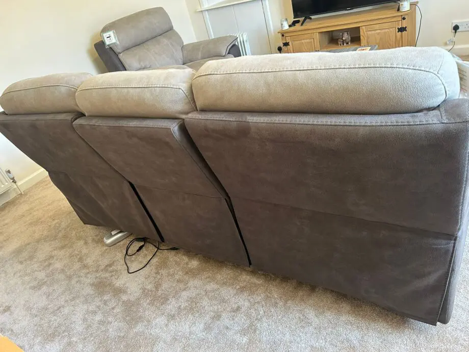 DFS Ryder 3 seater recliner & two recliner chairs, with battery packs- Arizona fabric - Stone pepper colour