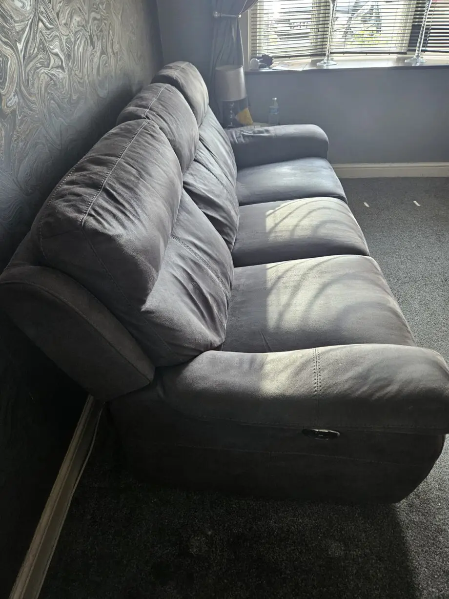 Grey 2/3 recliner settee suite, from DFS