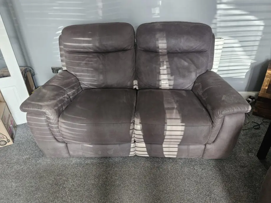 Grey 2/3 recliner settee suite, from DFS