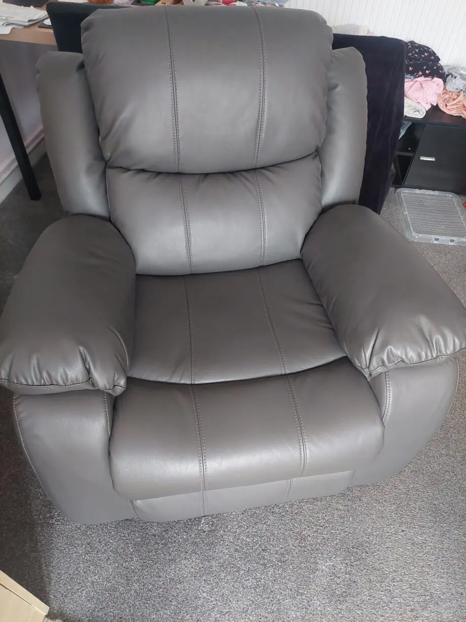 Grey 2 seater sofa and chair - manual recliners