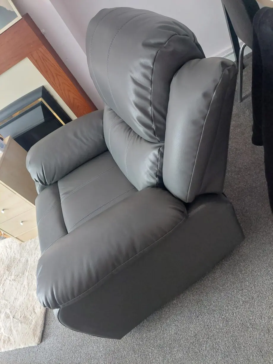 Grey 2 seater sofa and chair - manual recliners