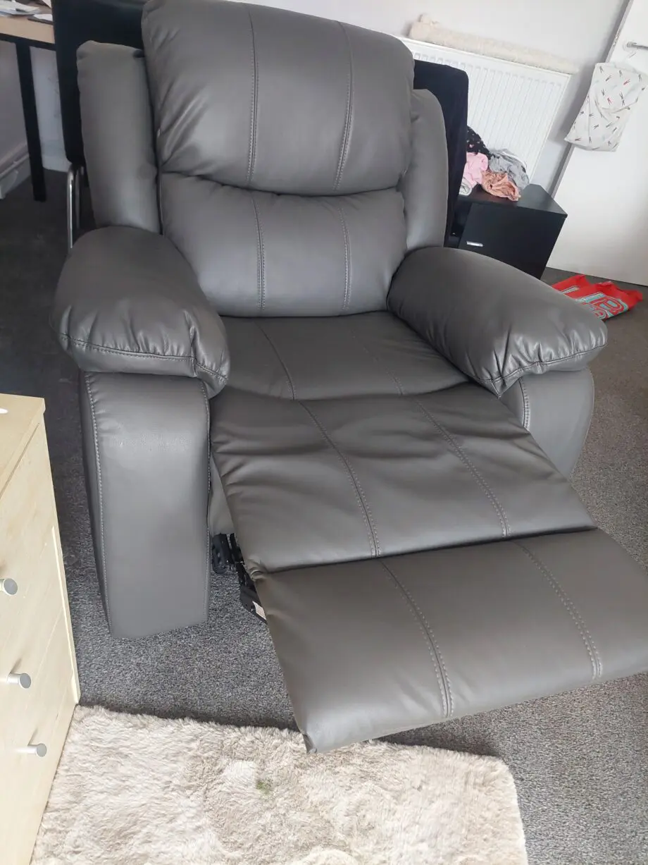 Grey 2 seater sofa and chair - manual recliners