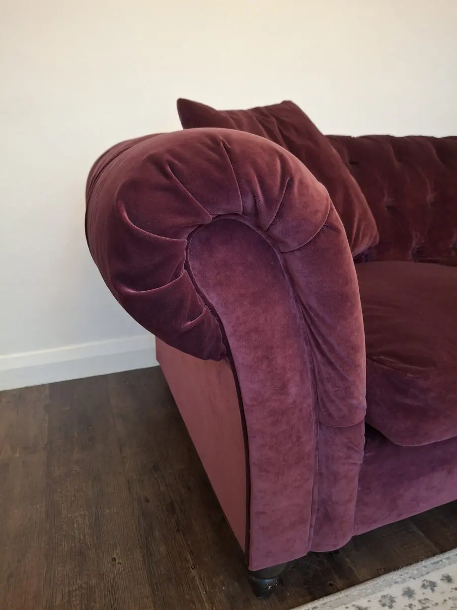 Stunning Made.com Merlot velvet Chesterfield Sofa