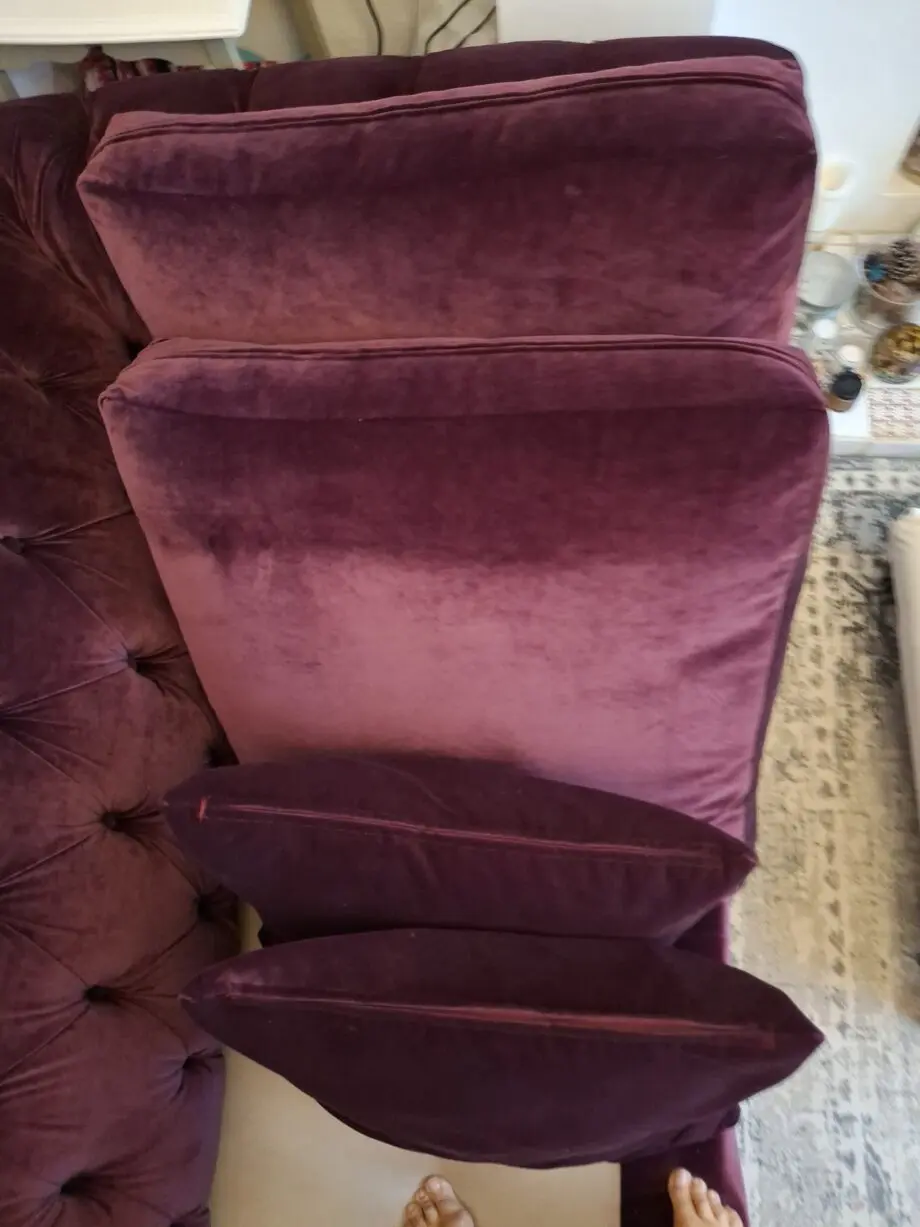 Stunning Made.com Merlot velvet Chesterfield Sofa