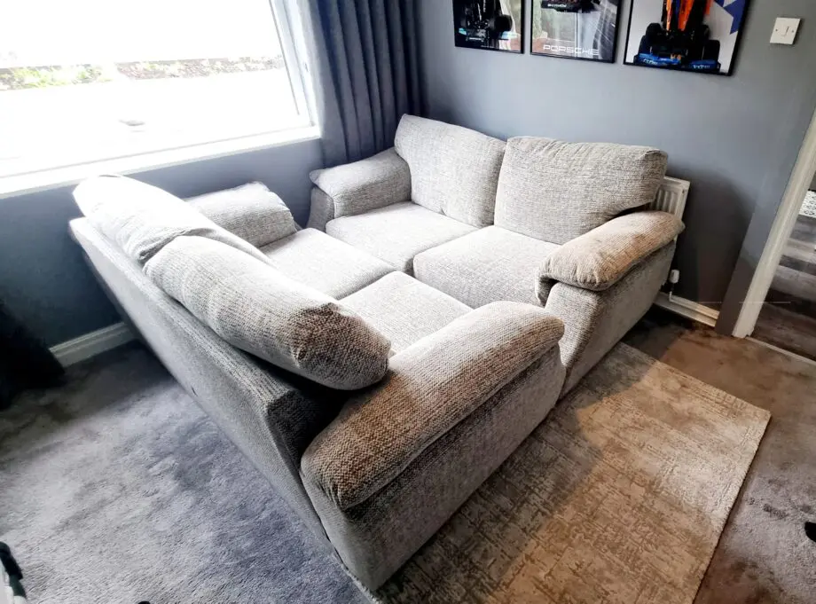 SCS Whisper 2 x 3 Seater with matching puffet/foot stool
