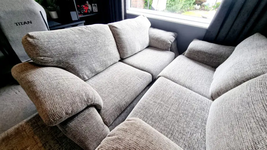 SCS Whisper 2 x 3 Seater with matching puffet/foot stool