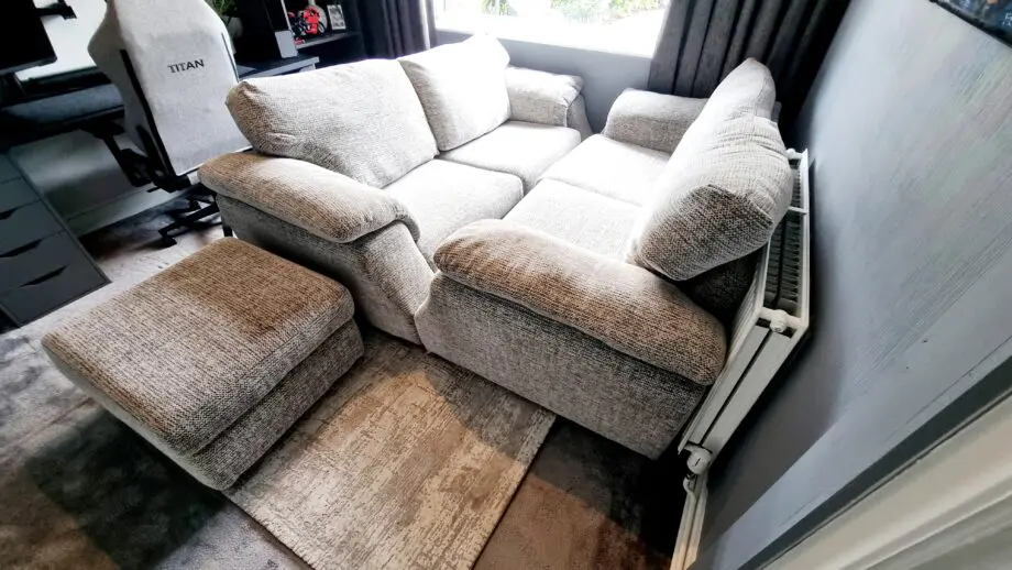 SCS Whisper 2 x 3 Seater with matching puffet/foot stool