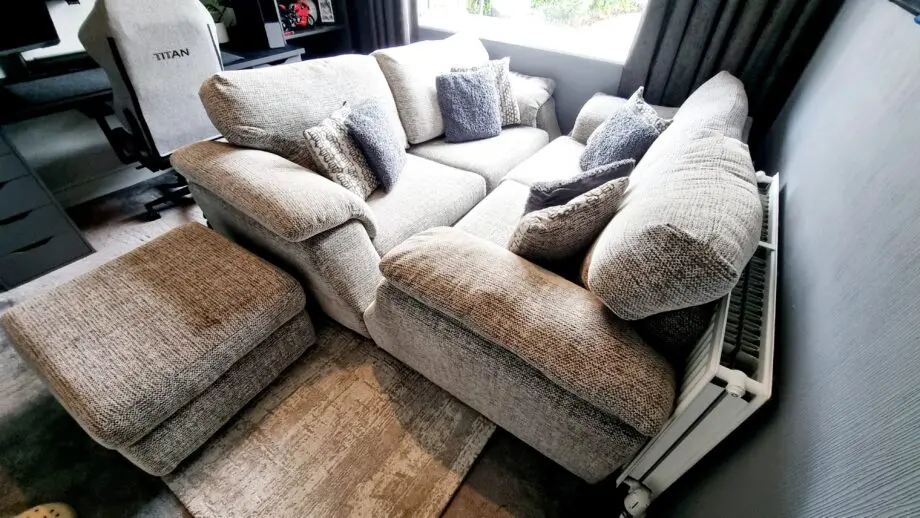 SCS Whisper 2 x 3 Seater with matching puffet/foot stool