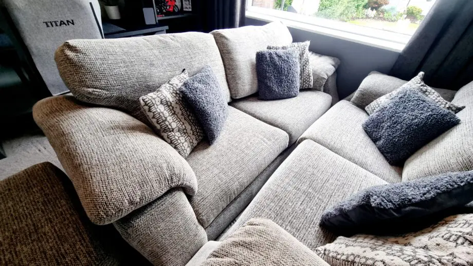 SCS Whisper 2 x 3 Seater with matching puffet/foot stool