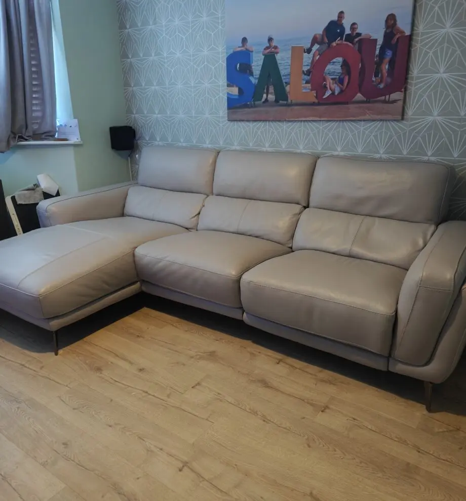 DFS Leather sofa , with chaise , recliner,heated seat and usb charging points