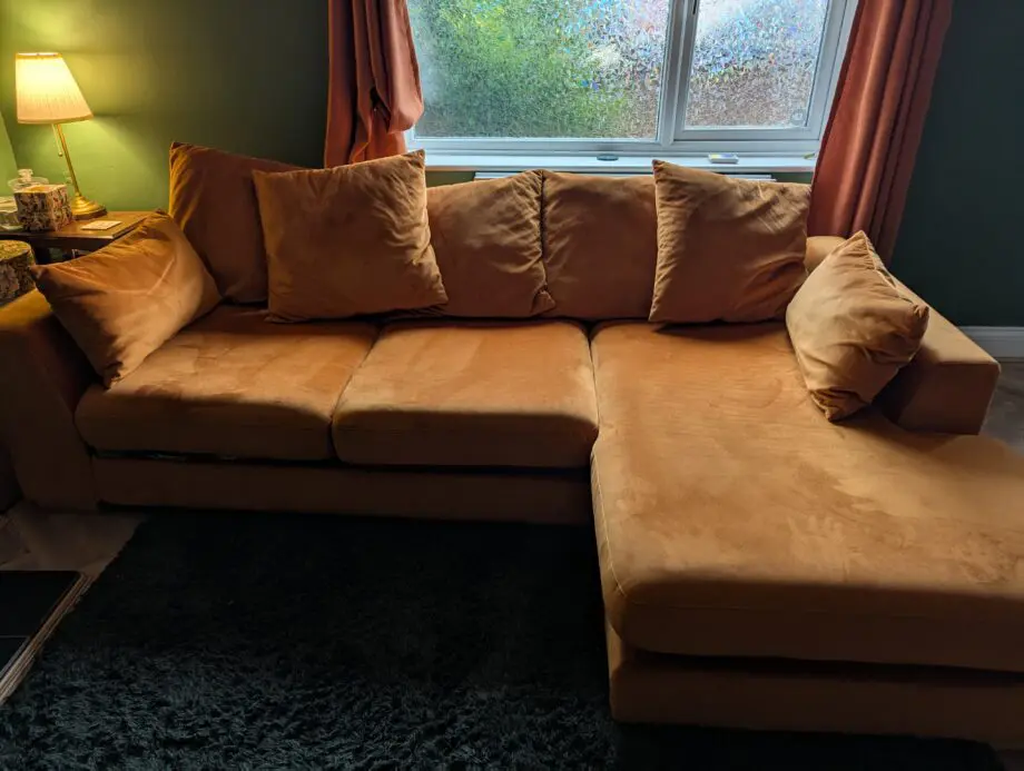 DFS Orange Plush Chaise Corner Sofa