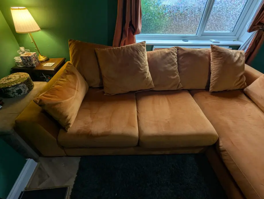 DFS Orange Plush Chaise Corner Sofa