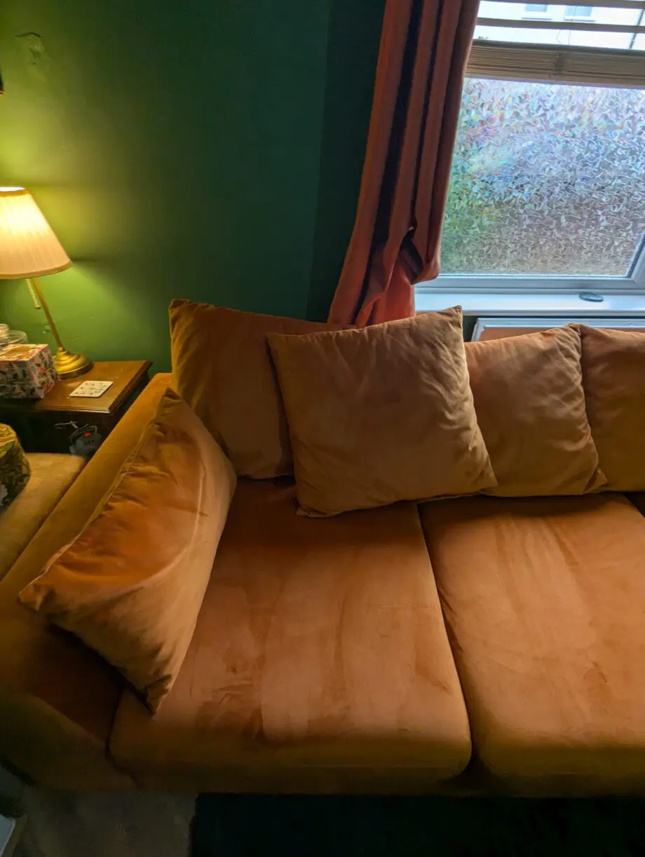 DFS Orange Plush Chaise Corner Sofa