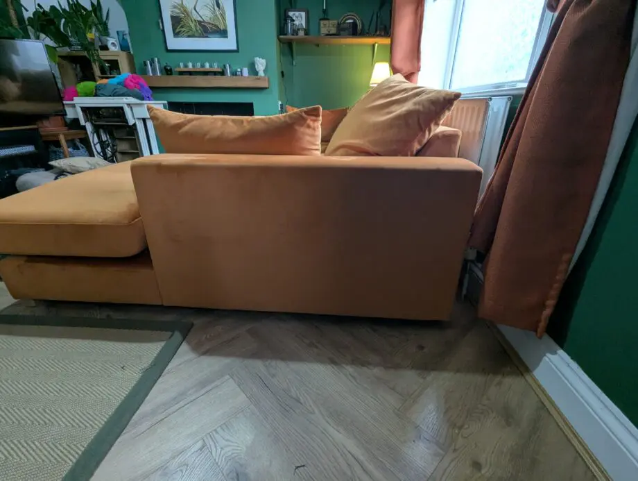 DFS Orange Plush Chaise Corner Sofa