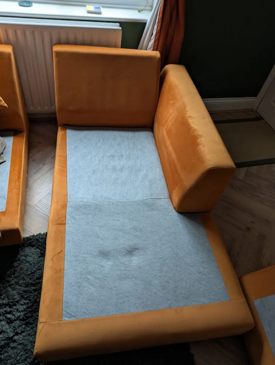 DFS Orange Plush Chaise Corner Sofa