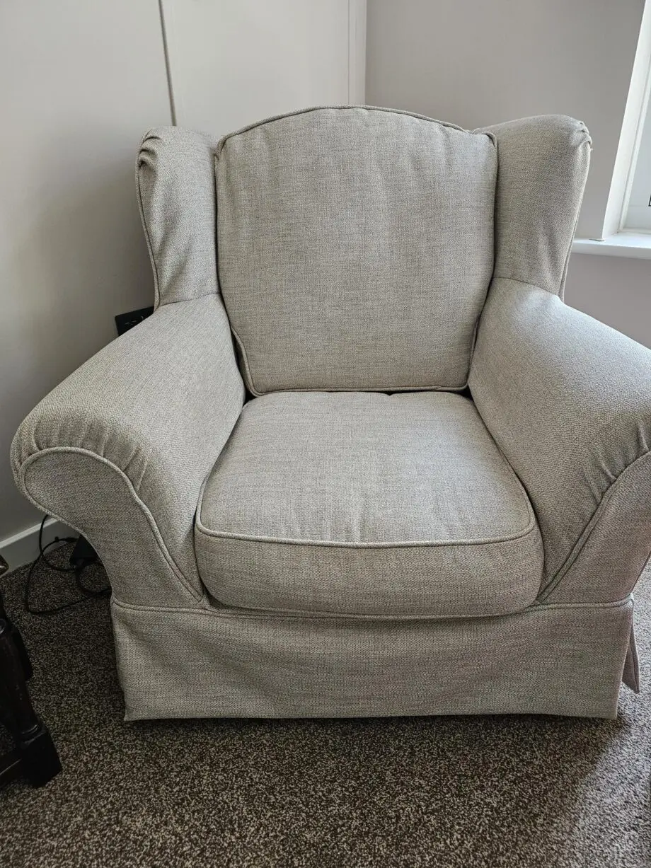 Beige Oatmeal sofa bed and armchair