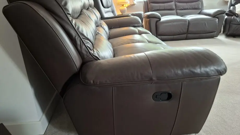 DFS Landos brown leather recliner sofa set