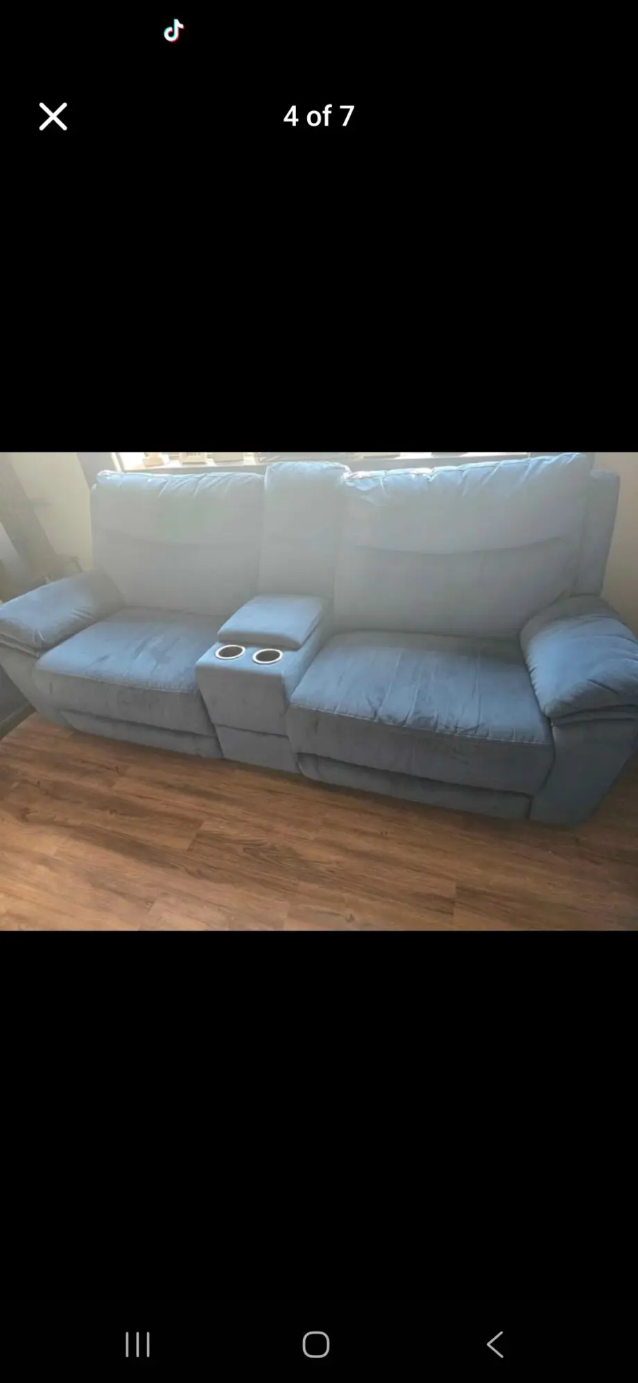 3 seater with console recliners blue 2 seater