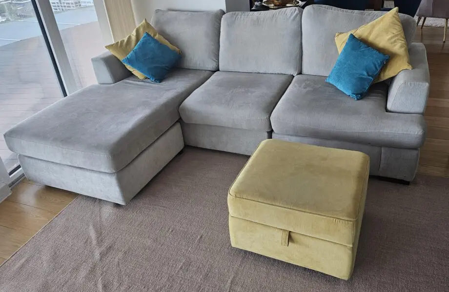 3 seater DFS fabric corner sofa with interchangeable chaise