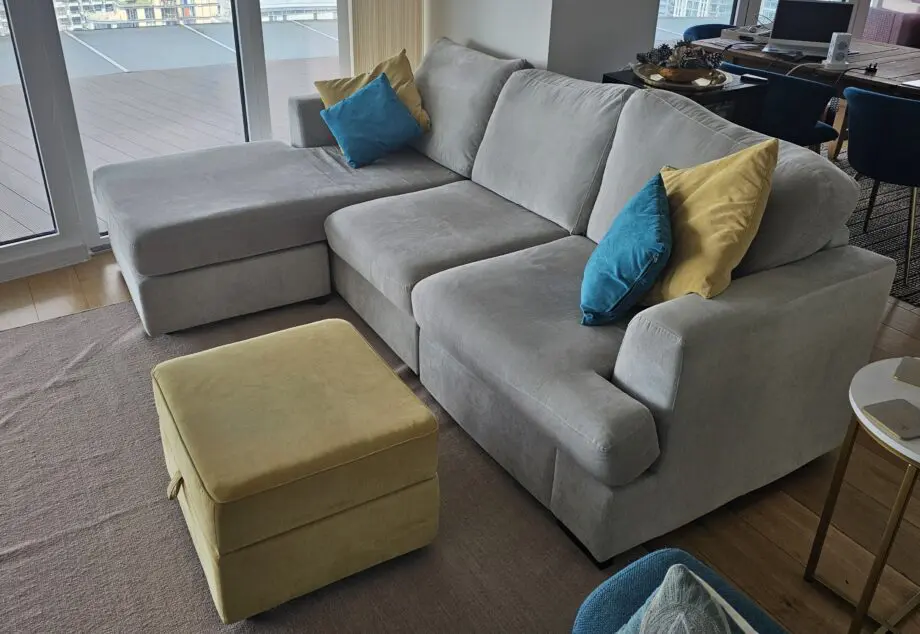 3 seater DFS fabric corner sofa with interchangeable chaise