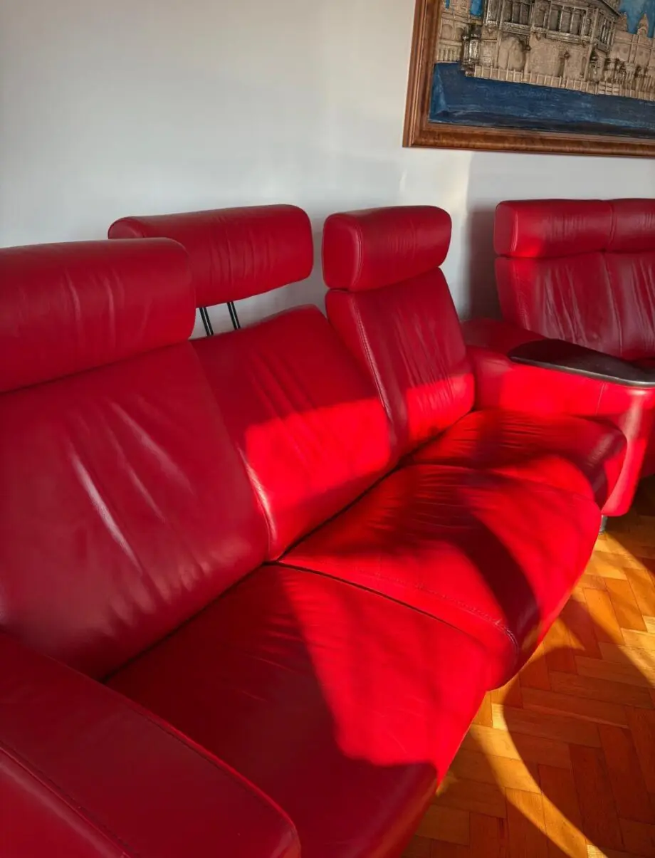 Lee Longlands Stress Less 9 recliner seat sofa, Ottoman & two recliner chairs