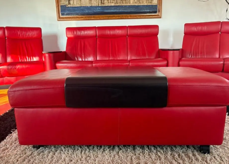 Lee Longlands Stress Less 9 recliner seat sofa, Ottoman & two recliner chairs