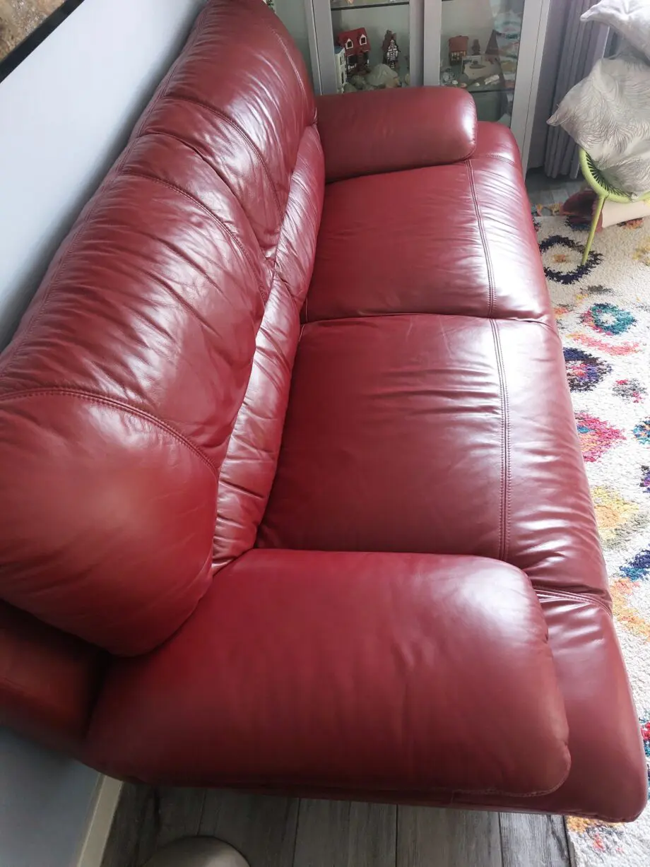 Leather bordeaux 3 seats sofa