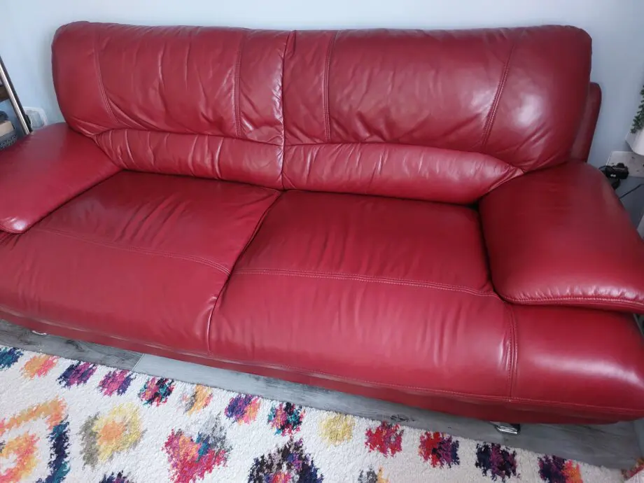 Leather bordeaux 3 seats sofa