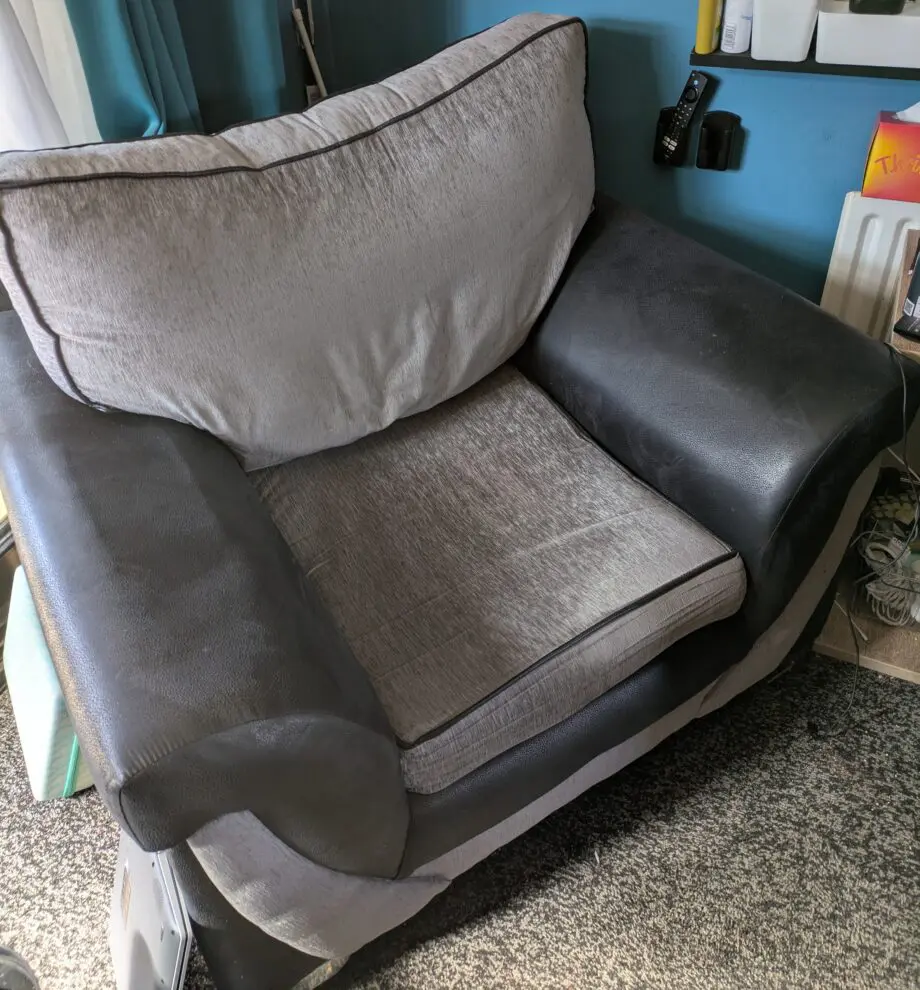 3 seater sofa, armchair and pouffe