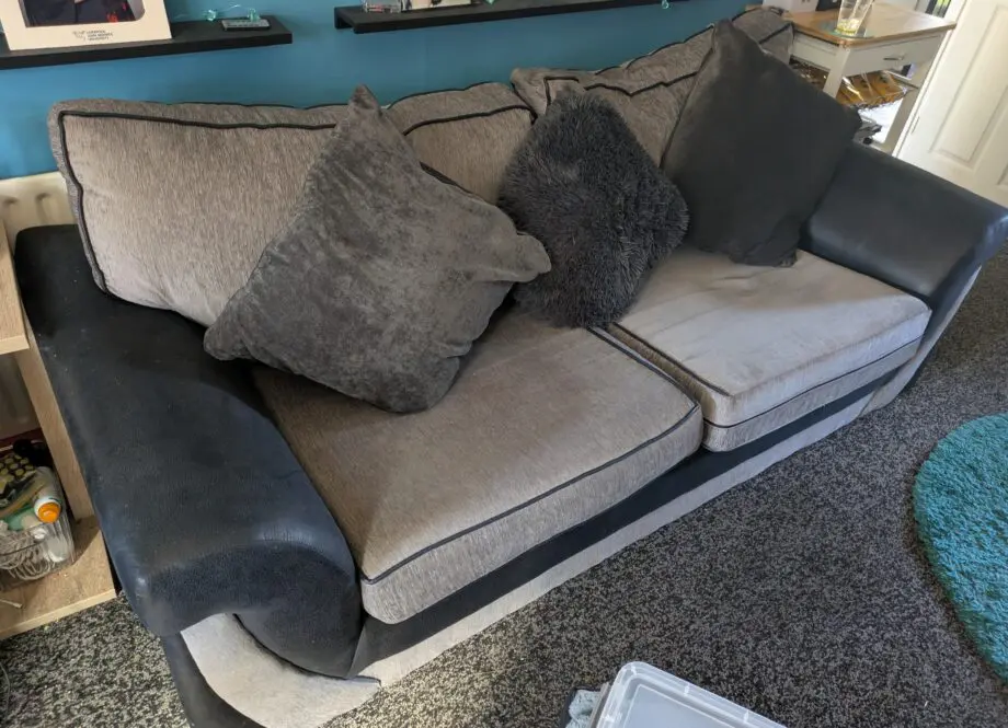 3 seater sofa, armchair and pouffe