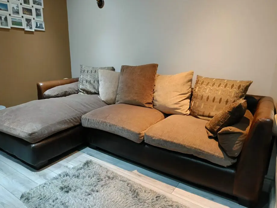 High Quality Deep-Brown Leather Corner 3-seater Sofa with Chaise Lounge