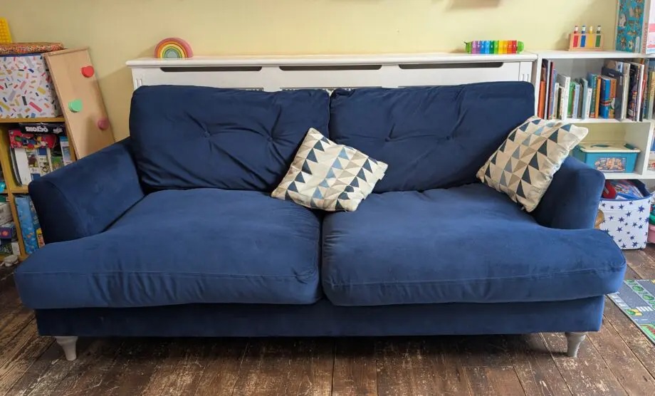 DFS "Patterdale" navy velvet 3 seater sofa