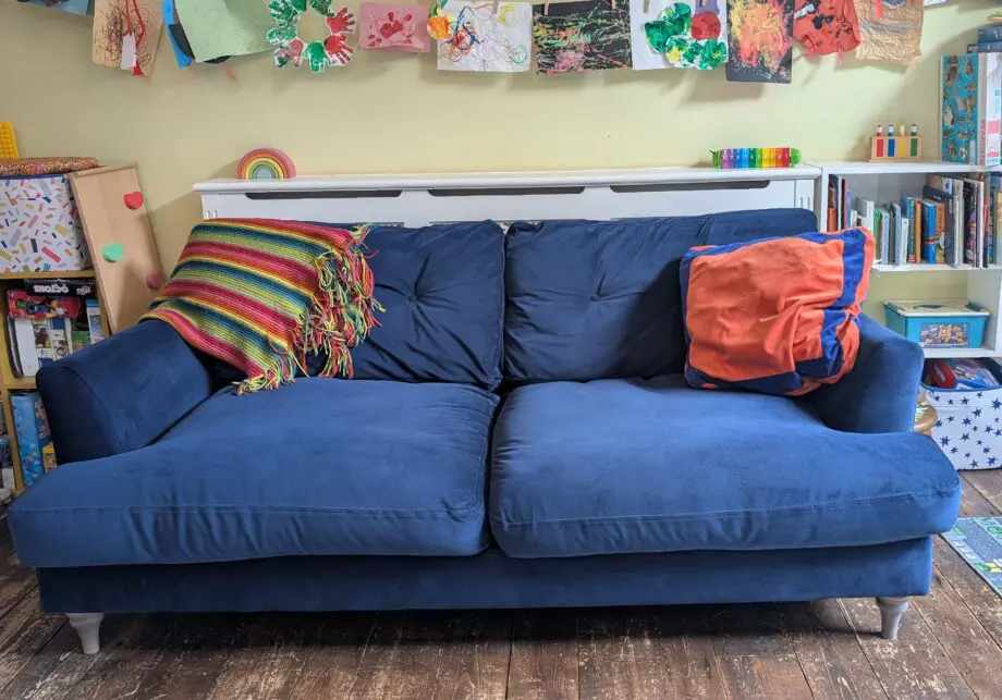 DFS "Patterdale" navy velvet 3 seater sofa