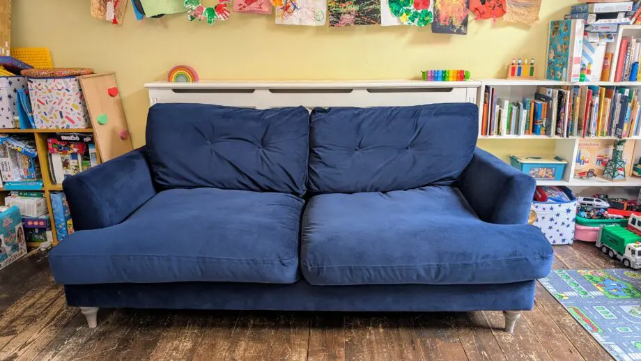 DFS "Patterdale" navy velvet 3 seater sofa