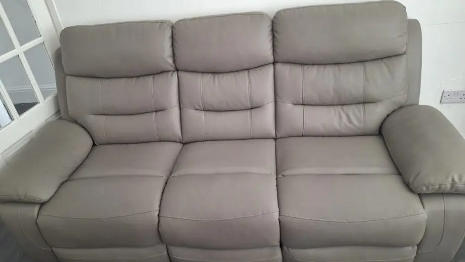 Grey leather recliner sofa