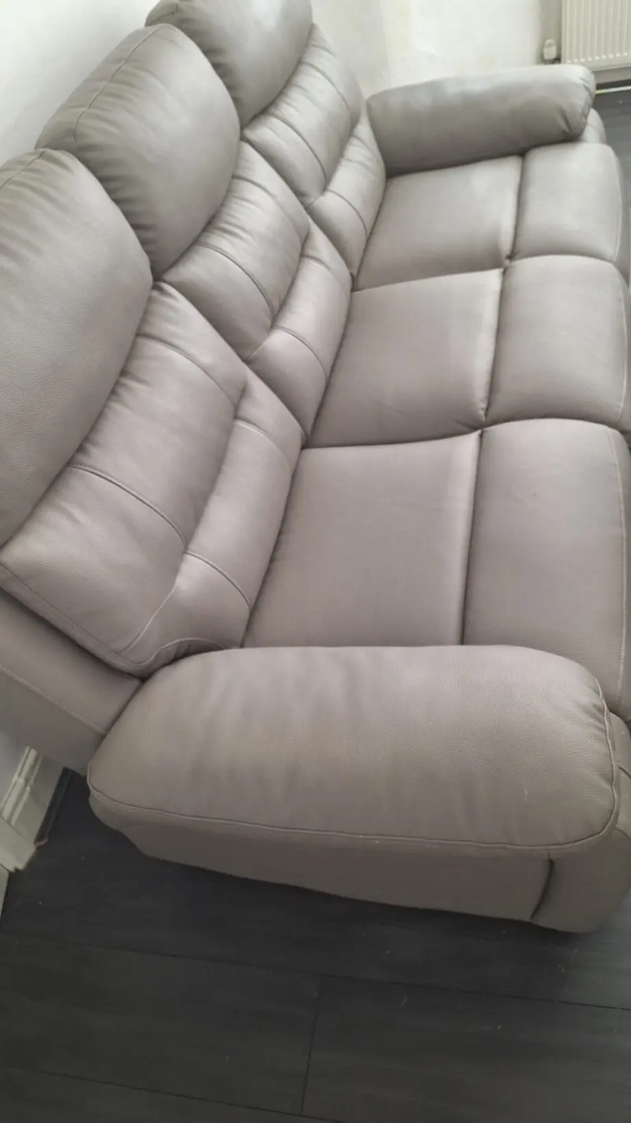 Grey leather recliner sofa