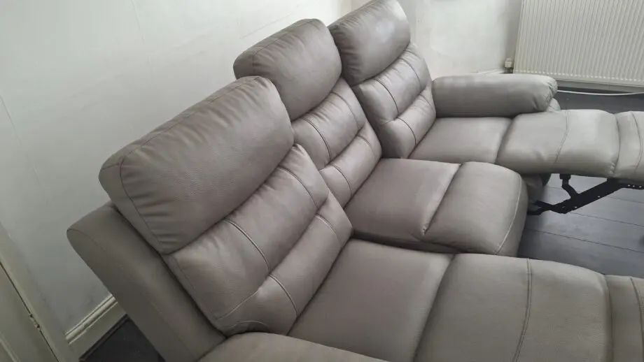 Grey leather recliner sofa