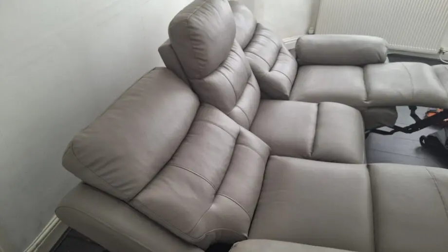 Grey leather recliner sofa
