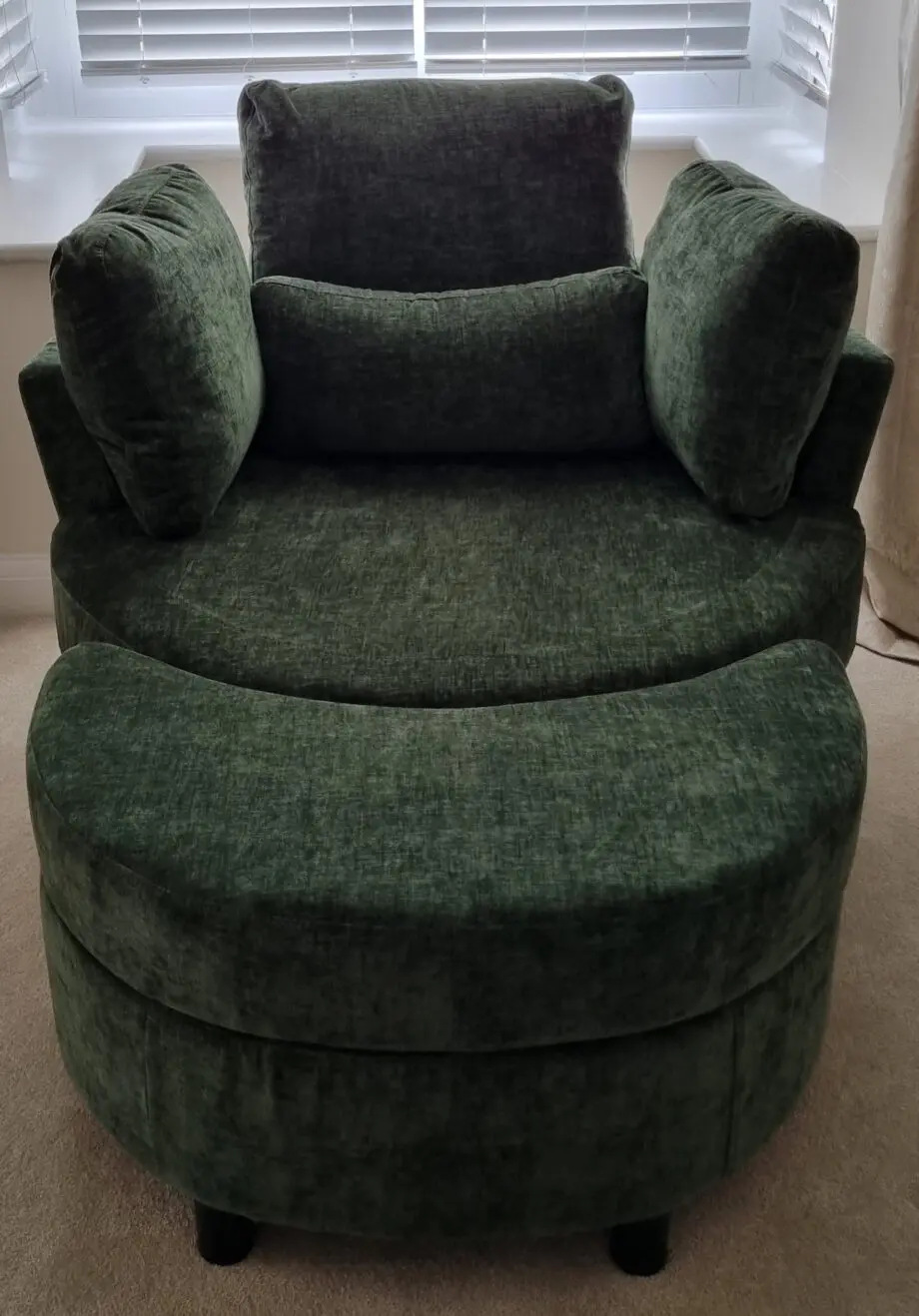 BRAND NEW Green Swivel Cuddle Sofa with Storage Footstool Set