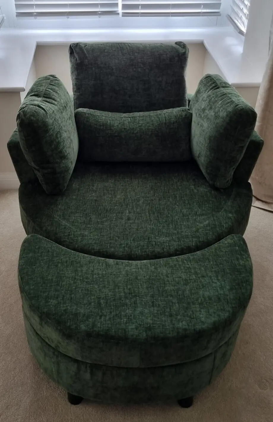 BRAND NEW Green Swivel Cuddle Sofa with Storage Footstool Set