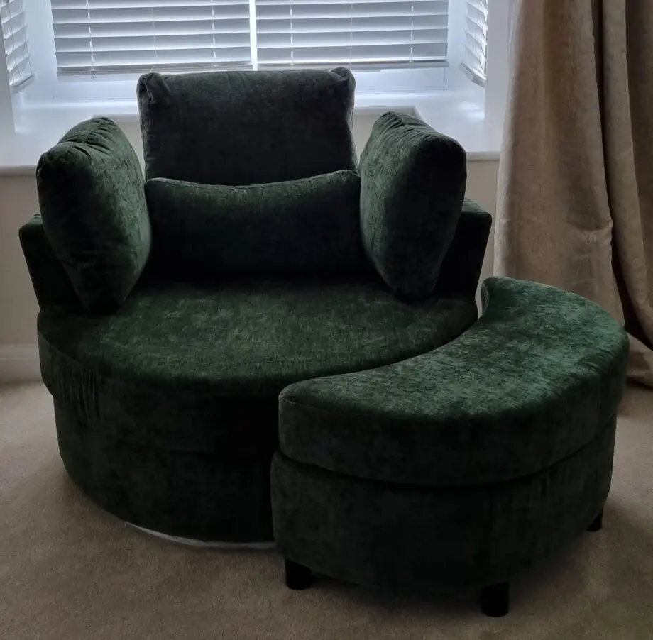 BRAND NEW Green Swivel Cuddle Sofa with Storage Footstool Set