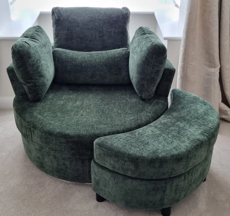 BRAND NEW Green Swivel Cuddle Sofa with Storage Footstool Set