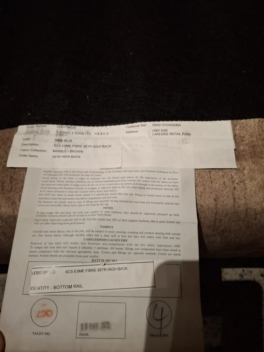 SCS Esme 2 seater brown marble effect sofa, had since March 2023, we want to change to single sofas hence the sale. Bought brand new 2 yrs old high back sofa.sofa