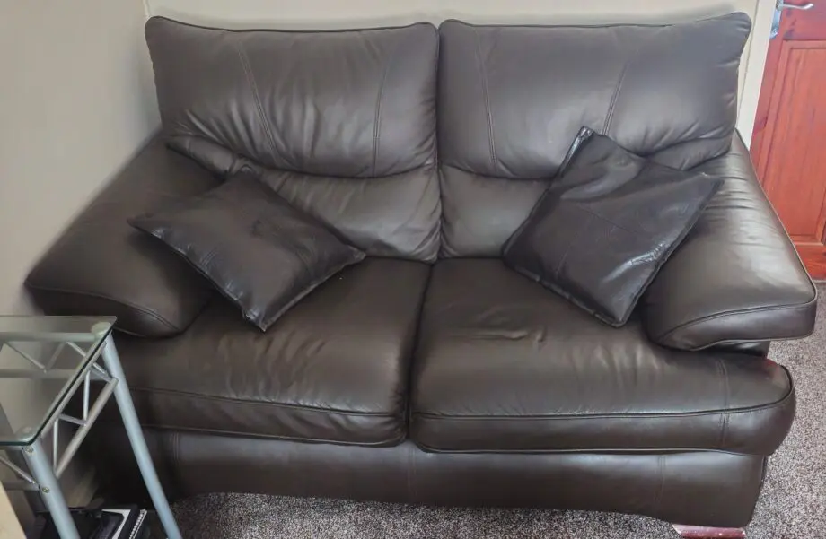 3 piece leather set in chocolate brown