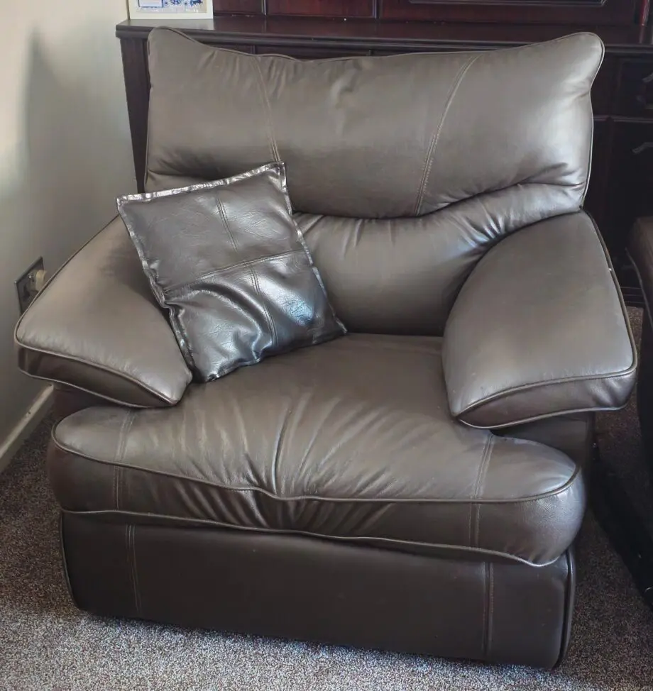 3 piece leather set in chocolate brown
