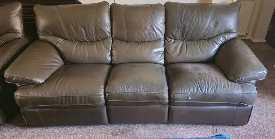 3 piece leather set in chocolate brown