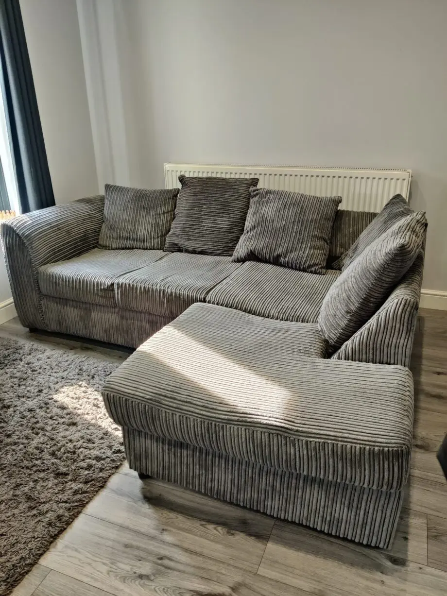 Desmond Jumbo cord corner sofa , Grey colour ,4 seater