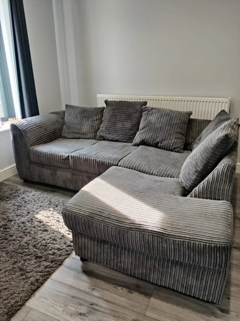 Desmond Jumbo cord corner sofa , Grey colour ,4 seater
